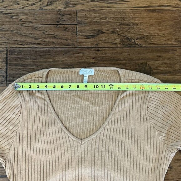 Sofia Vergara Dress Women's XXXL Tan Ribbed Midi Cut Out Back Opening 3X Plus - Picture 10 of 16